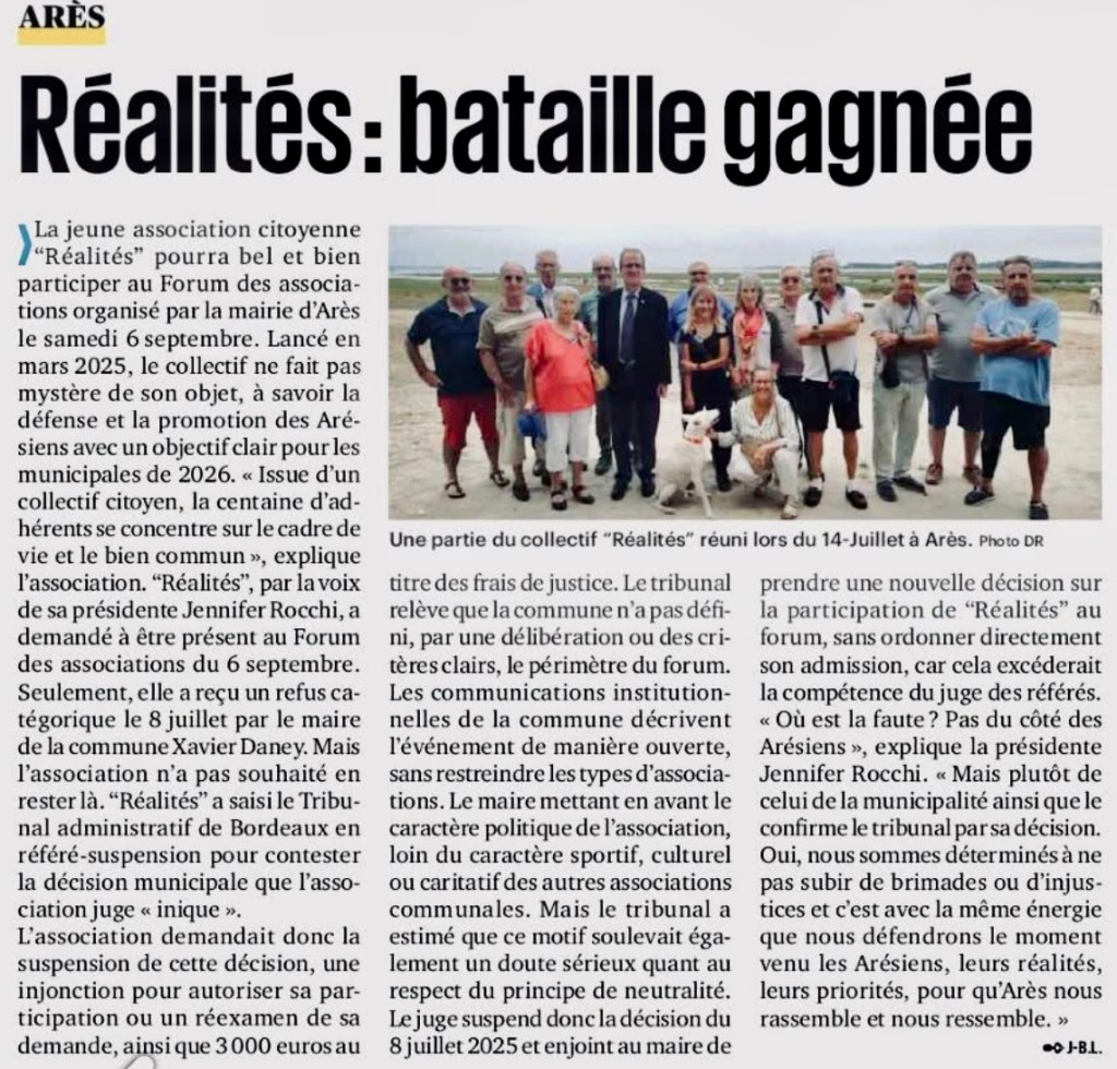 RéAlités : bataille gagnée – La Dépêche du Bassin – 31 juillet&nbsp;2025